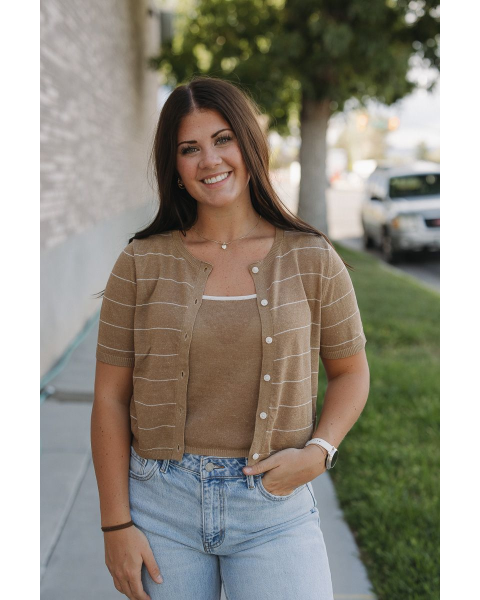 Ainsley Stripe Short Sleeve Cardigan