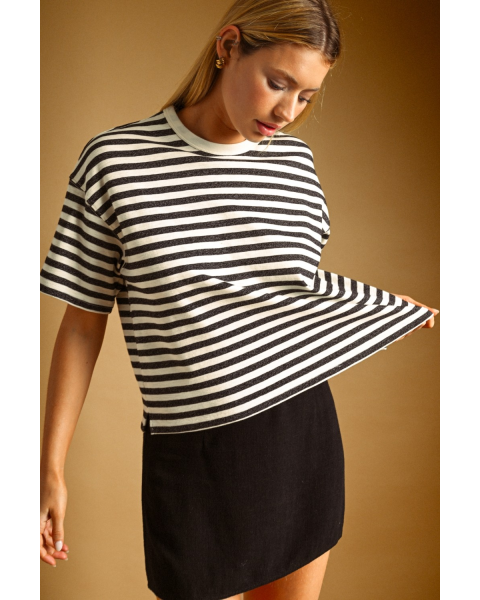 Aubree Bold Striped Short Sleeve Top