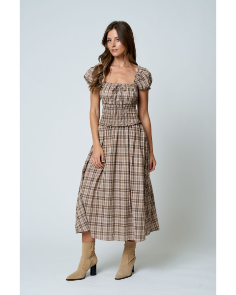 Celia Plaid Puff Sleeve Dress