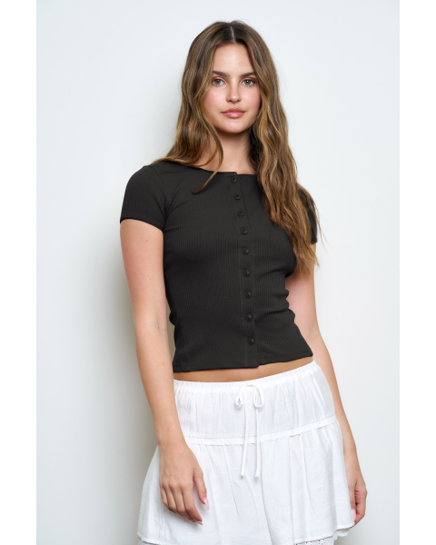 Charlee Short Sleeve Button Top