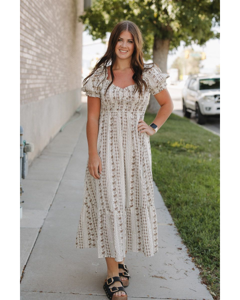 Colette Floral Stripe Midi Dress