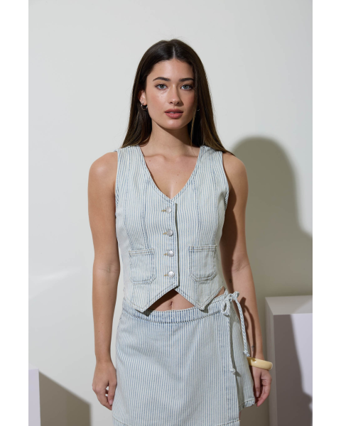 Elodie Acid Wash Stripe Vest