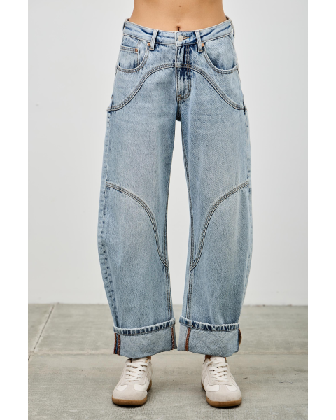 Indie High Rise Barrel Cuff Jean
