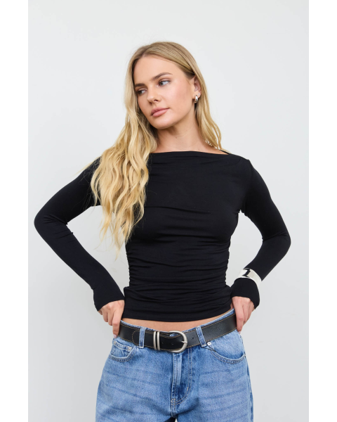 Kenzie Ruched Boat Neck Top