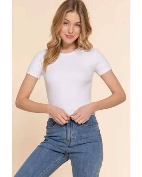 Layla Short Sleeve Rib Baby Tee