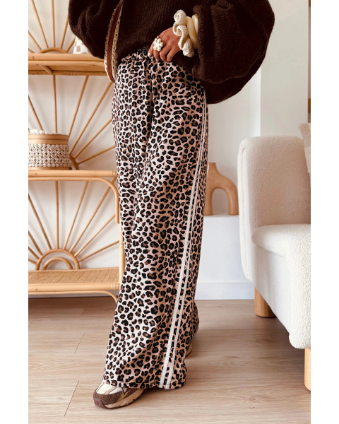 Leopard Striped Wide Leg Pant