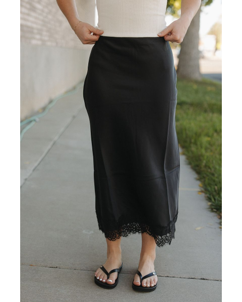 Milanie Satin Lace Midi Skirt