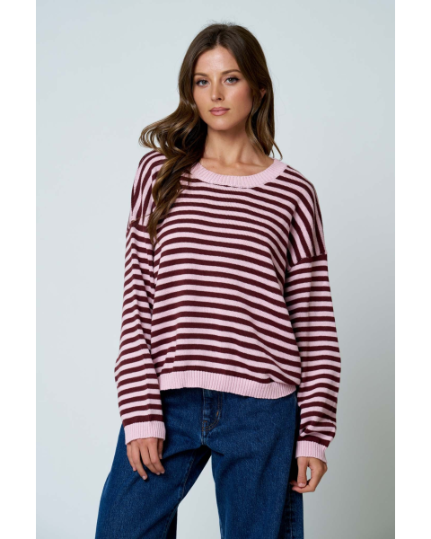 Mira Stripe Button Sweater