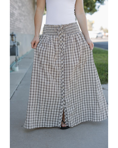 Morgan Plaid Smock Midi Skirt