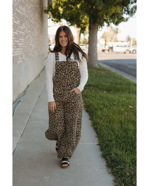 Nicole Leopard Barrel Overall