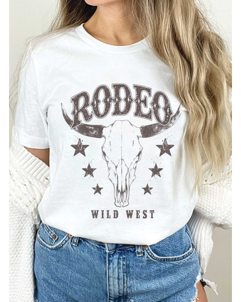 Rodeo Wild West Cow Skull Tee