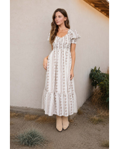 Colette Floral Stripe Midi Dress