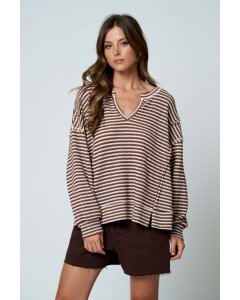 Kimberly Split Neck Long SLeeve Top