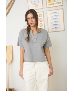 Malia Washed Split Neck Top