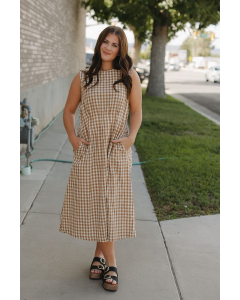 Melany Gingham Midi Dress