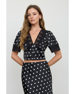 Opal Polka Dot Satin Top