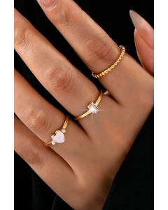 Pink Opal Heart Rings